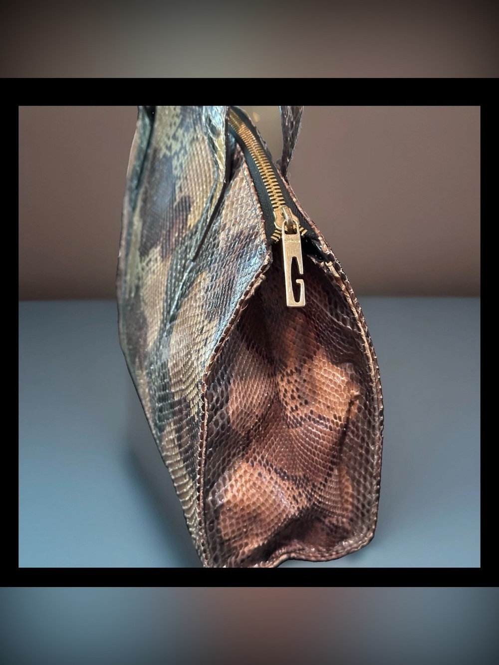 Gucci Python Bordeaux Leather Handbag Vintage - Picture 5 of 16